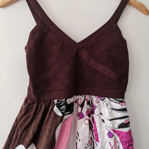 Bebe Breezey Summer Brown & Pink Dress - Picture 2 of 5